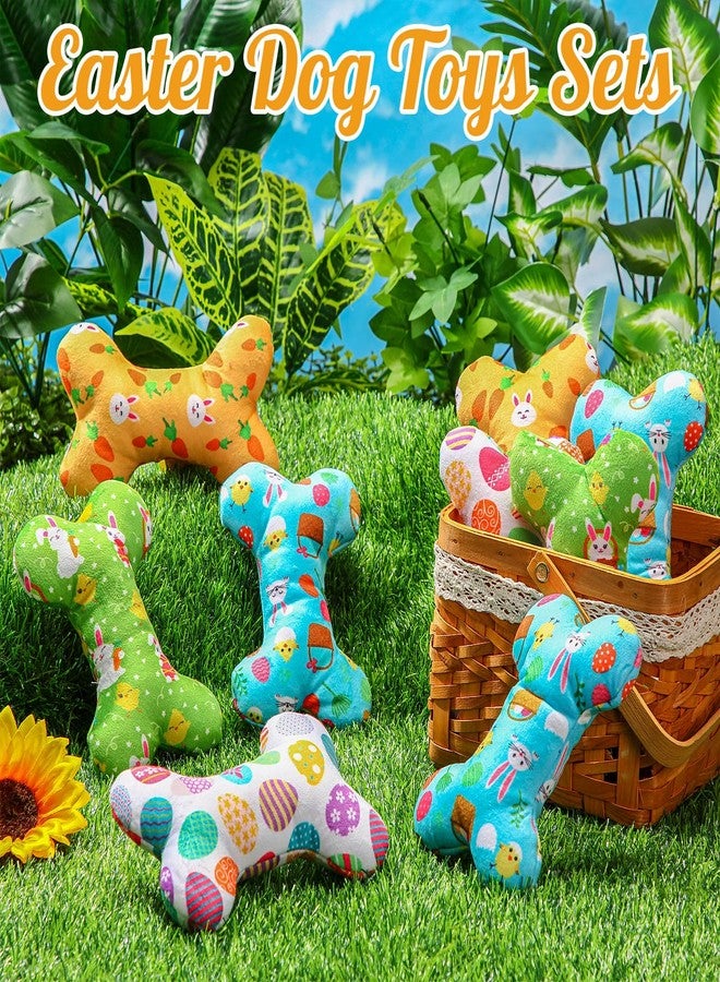 SilTriangle 12 Pack Easter Dog Toys Squeaky Bone Plush Durable Cute Interactive Dog Stuffed Chew Toys with Egg Bunny Pattern for Playing Training Teeth Cleaning - Image 4